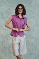 Berry Linen Sleeveless Double Placket Top - Saphed - Image 1
