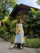 Hibiscus Dress in Limoncello Print Blue color
