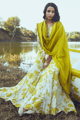 Lisa Anarkali Set Ivory/Yellow color