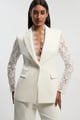 Ivory Tailored Lace-Sleeve Blazer - KAREN MILLEN - Image 1
