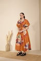 Nirvana Dress in Mystic Lagoon Print Rust color