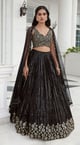 Sequins Lehenga Black color
