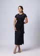 Eye Catcher Drape Dress Carbon Black color