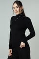 Viscose Blend Military Trim Envelope Neck Knit Jumper Black color