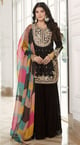 Black Embroidered Sharara Set with Dupatta Black color