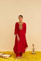 Amaya - Long Kaftan with Salwar and Dupatta Deep Red color