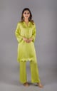 Flowy Lime Embroidered Suit Set Green color