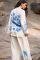 Printed Linen Shirt White/Blue color