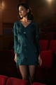 Teal Feather Emebllished Dress Teal color