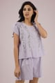 Yvonne, Embroidered Top & Shorts Lilac color