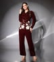 Gulab & Stonework Imperial Blossom Co-Ord Set Wine color