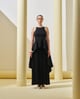 Peplum Pleated Gown Black color