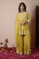 Mustard Yellow Embroidered Kurta Sharara Set Yellow color