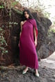Draped Pleated Dress Mulberry color