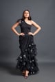 One Shoulder Bodysuit with Long Skirt Black color