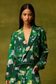 Emerald Bloom Cropped Jacket Green color