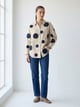 Beige Navy Circle Emb Shirt - Linen Bloom - Image 1