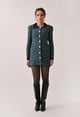 Tweed Blazer Dress with Contrasting Black Collar and Cuffs Green color