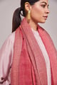 Zari Check Reversible Pashmina Stole Rani Pink Pink color