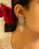 Adya Intricate Motif Nandi Gaaye Auspicious Earring Silver color