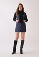 Tweed Midi Dress with Black Organza Bow Shirt Blue color