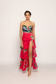 Paisley Print, 8 Tier Strapless Dress Pink Pink color
