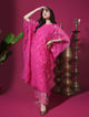 Hot Pink Geometric Jaal Kaftan Set Pink color