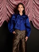 Marylin Taffeta Bow Blouse Blue color