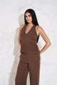 Haley Pleated Peplum Brown color