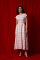 Svetla Checkered Handwoven Dress Pink color