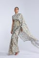 Jasmine Collar Pallu Sari Ivory color