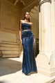 Blue Sequin Maxi Skirt Blue color