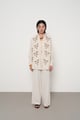 Leaf Embroidered Oversized Shirt, Cream Cream color