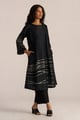 Black Woven Linen Co-Ord Set Black color