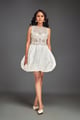 Beaded Floral Dress with Voluminous Bottom White color