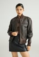 Cropped Bomber Jacket Brown color