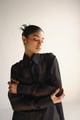 Black Sheer Organza Shirt & Skirt Co-Ord Set Black color