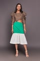 Midi 3 Tiered Dress White & Green color