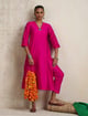Pink Silk Blend High Slit Kurta Set - Truebrowns - Image 1