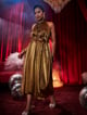 Mystic Rosette Halter Jumpsuit Antique Gold color