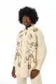 Cream Shirt All Over Brown Thread & Sequence Work Cream color