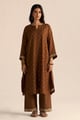 Toffee Embroidered Festive Co-Ord Set Brown color