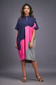 Shift Dress Navy Blue/Pink color