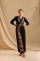 Aarani Applique Overlap Jumpsuit with Belt Black color