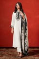 Marshmallow and Black Georgette Kurta Set Marshmallow/Black color