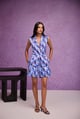 Blue Aquarelle Printed Gajji Silk Peplum Jacket Blue color
