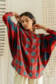 Red and Indigo Polka Dot Anti-Fit Cotton Top - Vraj Bhoomi - Image 1