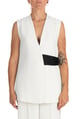 Contrast Detail Sleeveless Top White color