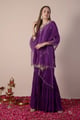 Purple Embroidered Kurta Gharara Set Purple color