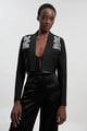 Figure Form Bandage Embellished Crop Knit Jacket Black color
